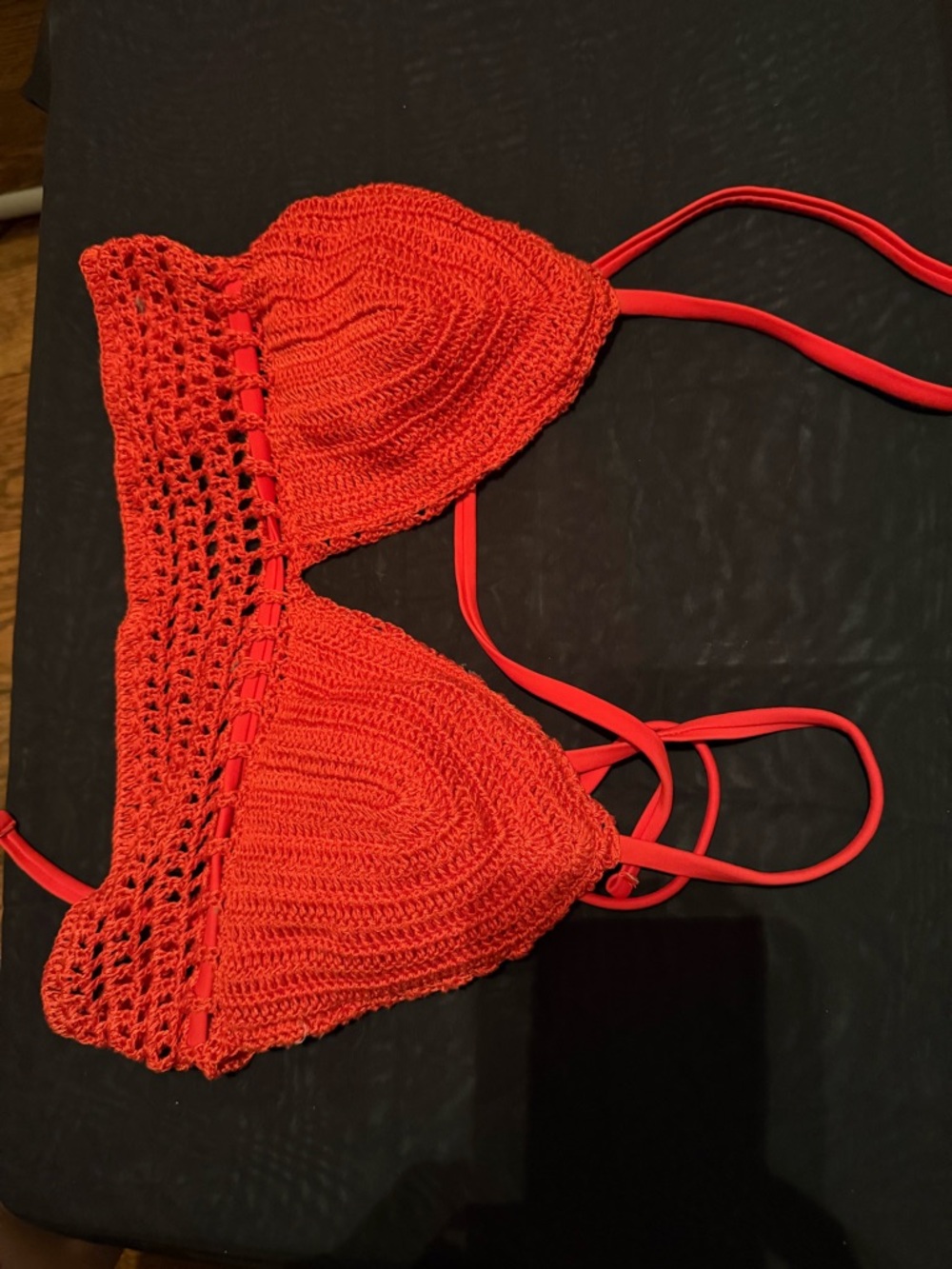 Xhilaration Red Swim Top with Crochet Trim